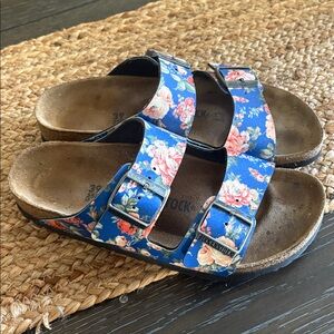 Birkenstock Blue Floral Arizona Sandals - Size 39